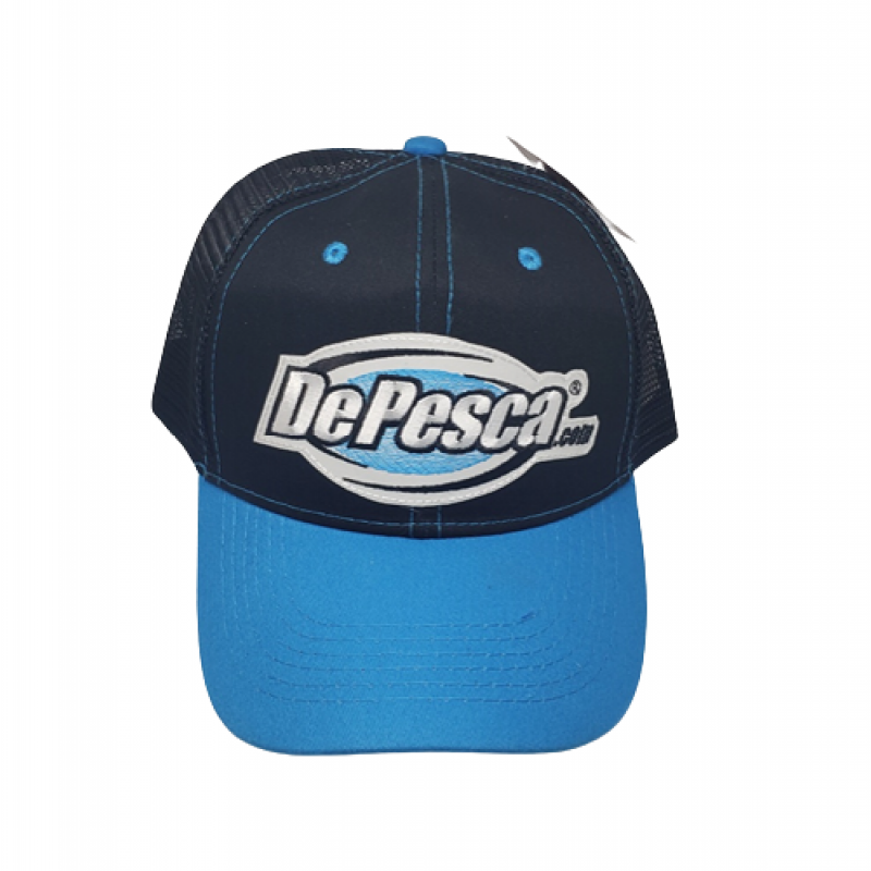 De Pesca Gorra Negra con Malla y visera Azul